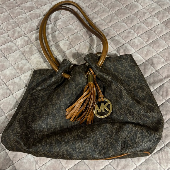 Michael Kors Dark Brown Logo Shoulder Bag - Picture 1 of 7